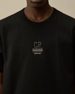 T-shirts & Polo<C.P. Company Mercerized 30/2 Jersey Twisted Small Logo T-Shirt Black