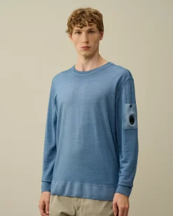 Jumpers<C.P. Company Merino Wool Fast Dyed Crew Neck Knit Flint Stone – Blue