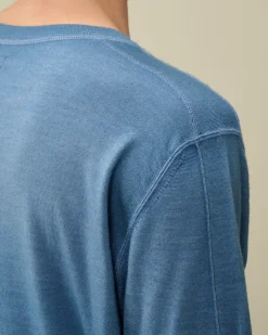 Jumpers<C.P. Company Merino Wool Fast Dyed Crew Neck Knit Flint Stone – Blue