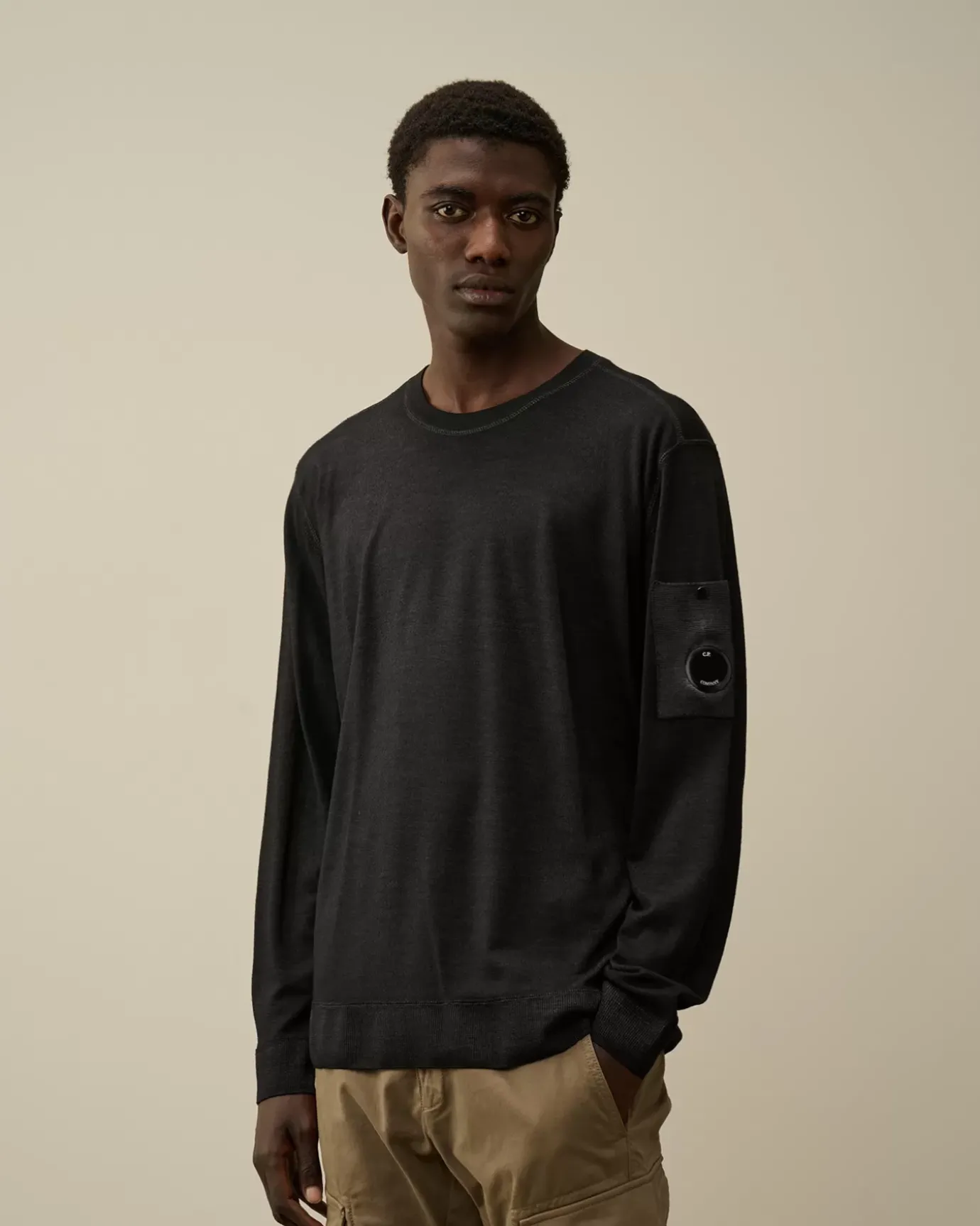 Jumpers<C.P. Company Merino Wool Fast Dyed Crew Neck Knit Black