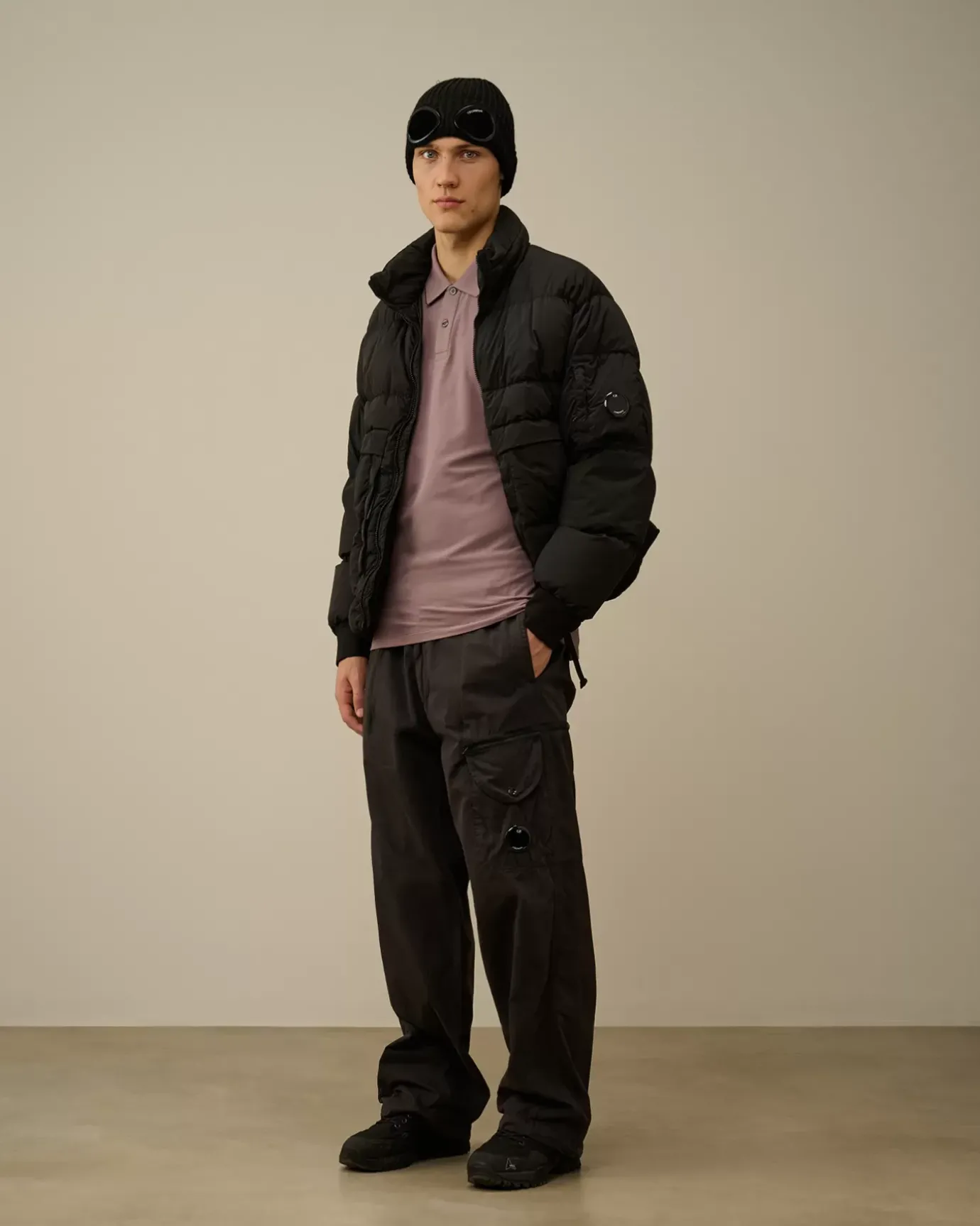 Trousers<C.P. Company Microreps Boxy Lens Cargo Pants Black Sand