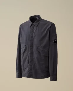 Overshirt<C.P. Company Microreps Diamond Peach Overshirt Black Sand