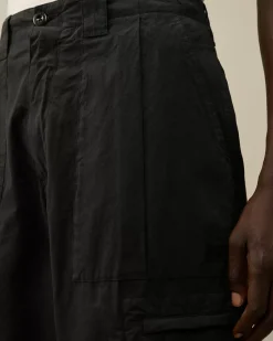 Trousers<C.P. Company Microreps Loose Utility Pants Black Sand
