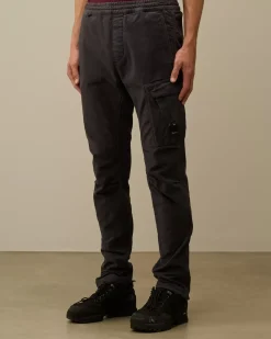 Trousers<C.P. Company Moleskin Stretch Regular Cargo Pants Black Sand