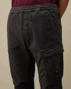 Trousers<C.P. Company Moleskin Stretch Regular Cargo Pants Black Sand
