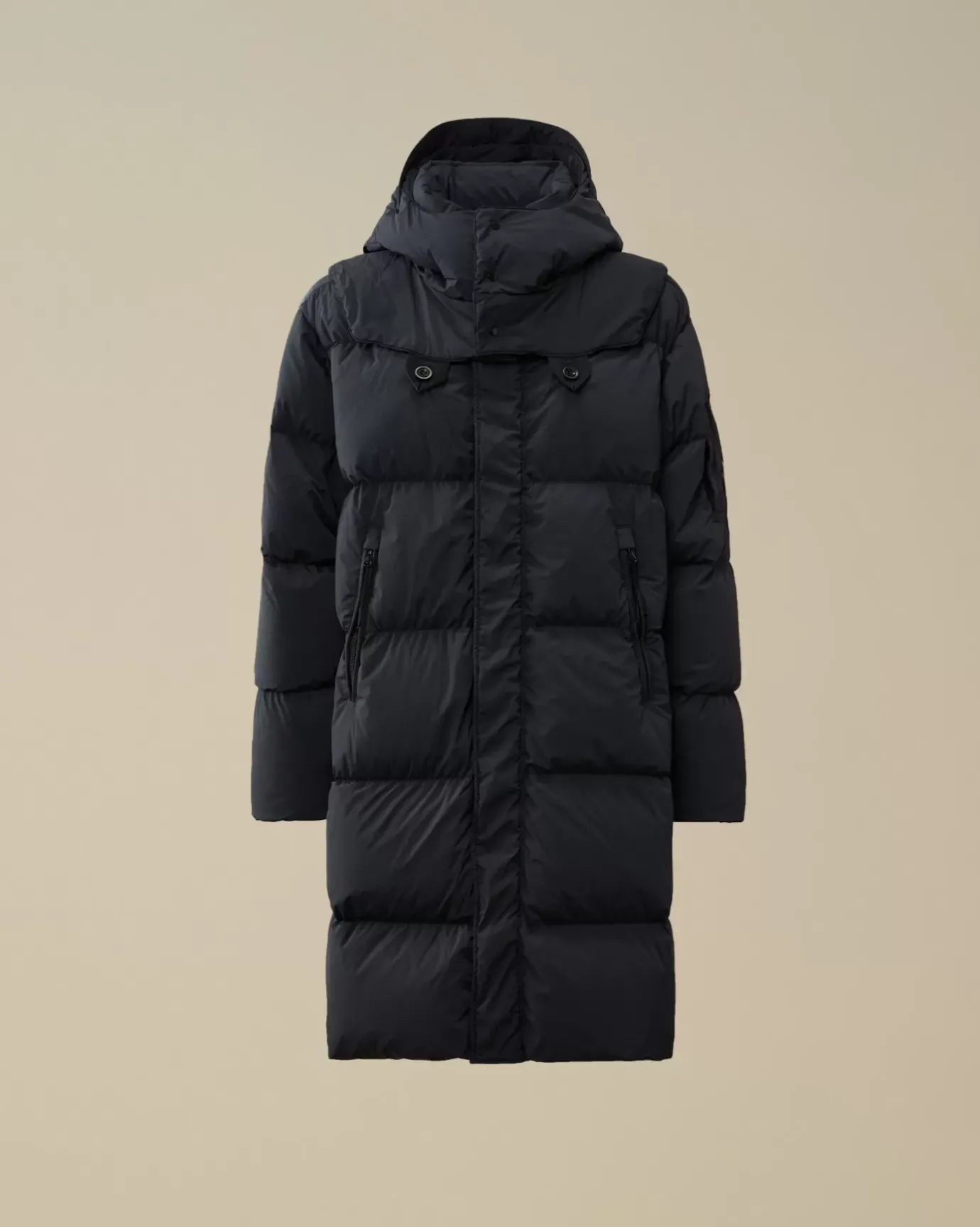 Jacket & Coats<C.P. Company Nycra-R Buttoned Hood Long Down Jacket Black Sand