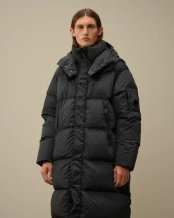 Jacket & Coats<C.P. Company Nycra-R Buttoned Hood Long Down Jacket Black Sand