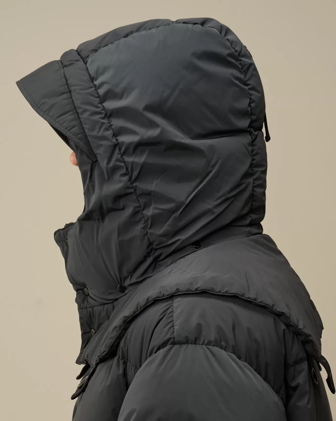 Jacket & Coats<C.P. Company Nycra-R Buttoned Hood Long Down Jacket Black Sand