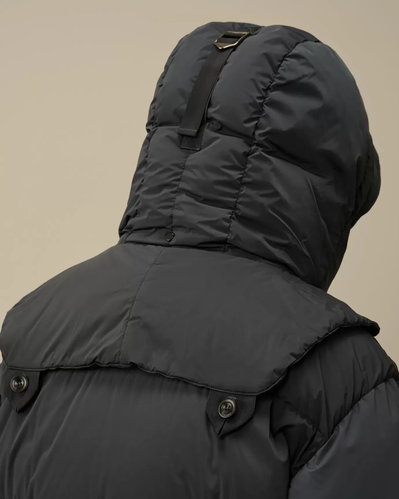 Jacket & Coats<C.P. Company Nycra-R Buttoned Hood Long Down Jacket Black Sand