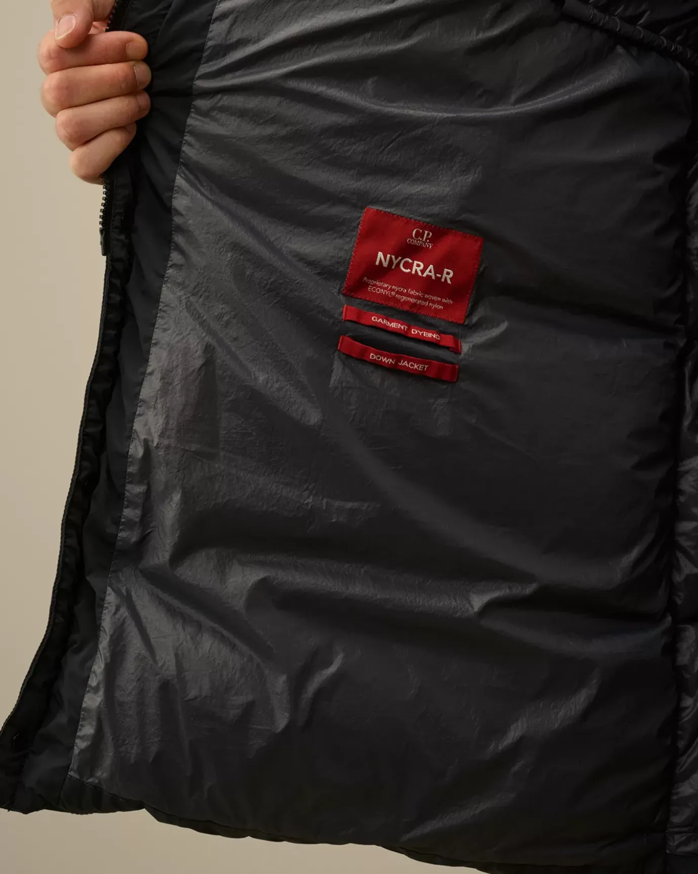 Jacket & Coats<C.P. Company Nycra-R Buttoned Hood Long Down Jacket Black Sand