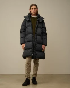 Jacket & Coats<C.P. Company Nycra-R Buttoned Hood Long Down Jacket Black Sand