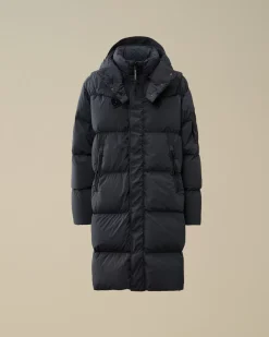 Jacket & Coats<C.P. Company Nycra-R Buttoned Hood Long Down Jacket Black Sand