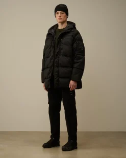 Jacket & Coats<C.P. Company Nycra-R Hooded Long Down Jacket Black