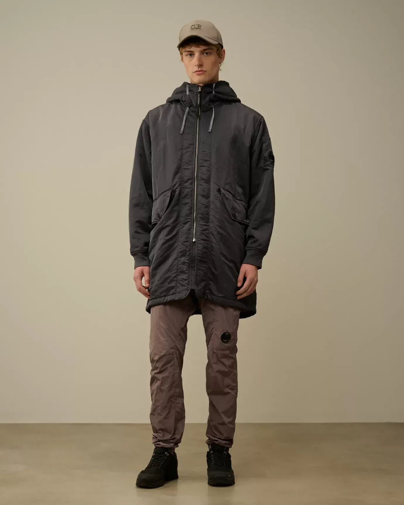 Jacket & Coats<C.P. Company Nylon B Lined Hooded Parka Black Sand