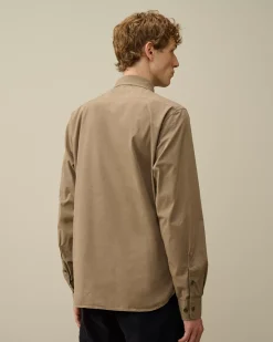 Shirt<C.P. Company Organic Gabardine Buttoned Lens Shirt Walnut – Beige
