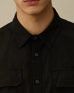Shirt<C.P. Company Organic Gabardine Buttoned Lens Shirt Black