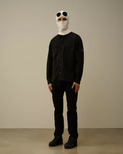 Shirt<C.P. Company Organic Gabardine Buttoned Lens Shirt Black