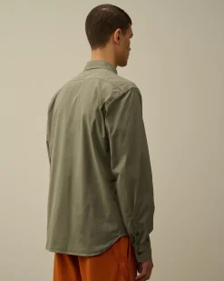 Shirt<C.P. Company Organic Gabardine Buttoned Lens Shirt Grape Leaf – Green