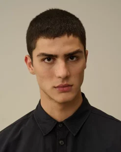 Shirt<C.P. Company Organic Gabardine Buttoned Lens Shirt Total Eclipse – Blue