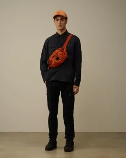 Shirt<C.P. Company Organic Gabardine Buttoned Lens Shirt Total Eclipse – Blue