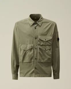Overshirt<C.P. Company Organic Gabardine Buttoned Utility Overshirt Grape Leaf – Green