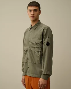 Overshirt<C.P. Company Organic Gabardine Buttoned Utility Overshirt Grape Leaf – Green