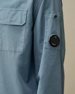 Overshirt<C.P. Company Organic Gabardine Zipped Overshirt Flint Stone – Blue