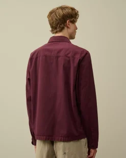 Overshirt<C.P. Company Organic Gabardine Zipped Utility Overshirt Potent Purple