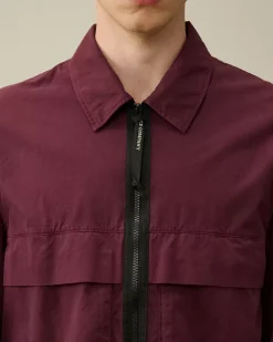 Overshirt<C.P. Company Organic Gabardine Zipped Utility Overshirt Potent Purple