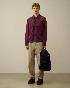 Overshirt<C.P. Company Organic Gabardine Zipped Utility Overshirt Potent Purple