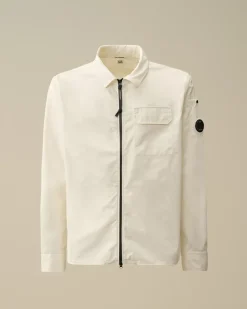 Overshirt<C.P. Company Organic Gabardine Zipped Overshirt Gauze White