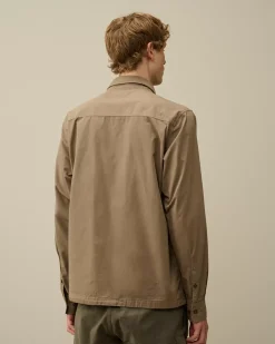 Overshirt<C.P. Company Organic Gabardine Zipped Overshirt Walnut – Beige