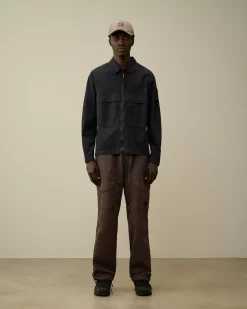 Overshirt<C.P. Company Organic Gabardine Zipped Utility Overshirt Total Eclipse – Blue