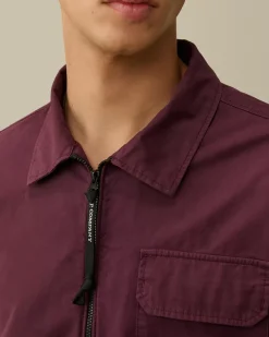 Overshirt<C.P. Company Organic Gabardine Zipped Overshirt Potent Purple