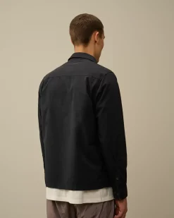 Overshirt<C.P. Company Organic Gabardine Zipped Overshirt Total Eclipse – Blue