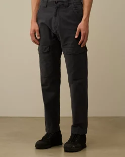 Trousers<C.P. Company Ottoman Stretch Emerized Regular Pants Black Sand