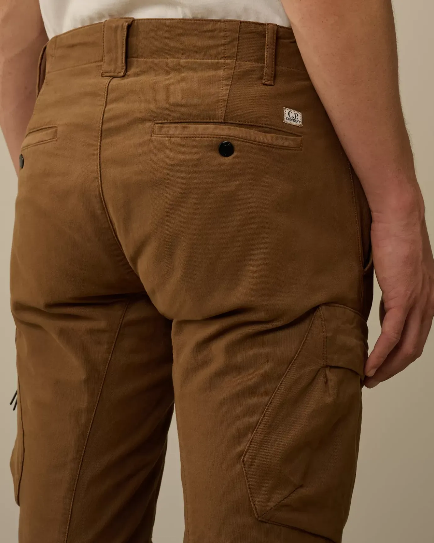 Trousers<C.P. Company Ottoman Stretch Emerized Ergonomic Cargo Pants Toffee – Beige