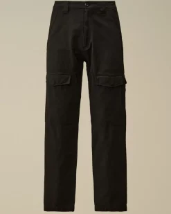 Trousers<C.P. Company Ottoman Stretch Emerized Regular Pants Black