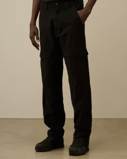 Trousers<C.P. Company Ottoman Stretch Emerized Regular Pants Black