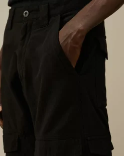 Trousers<C.P. Company Ottoman Stretch Emerized Regular Pants Black