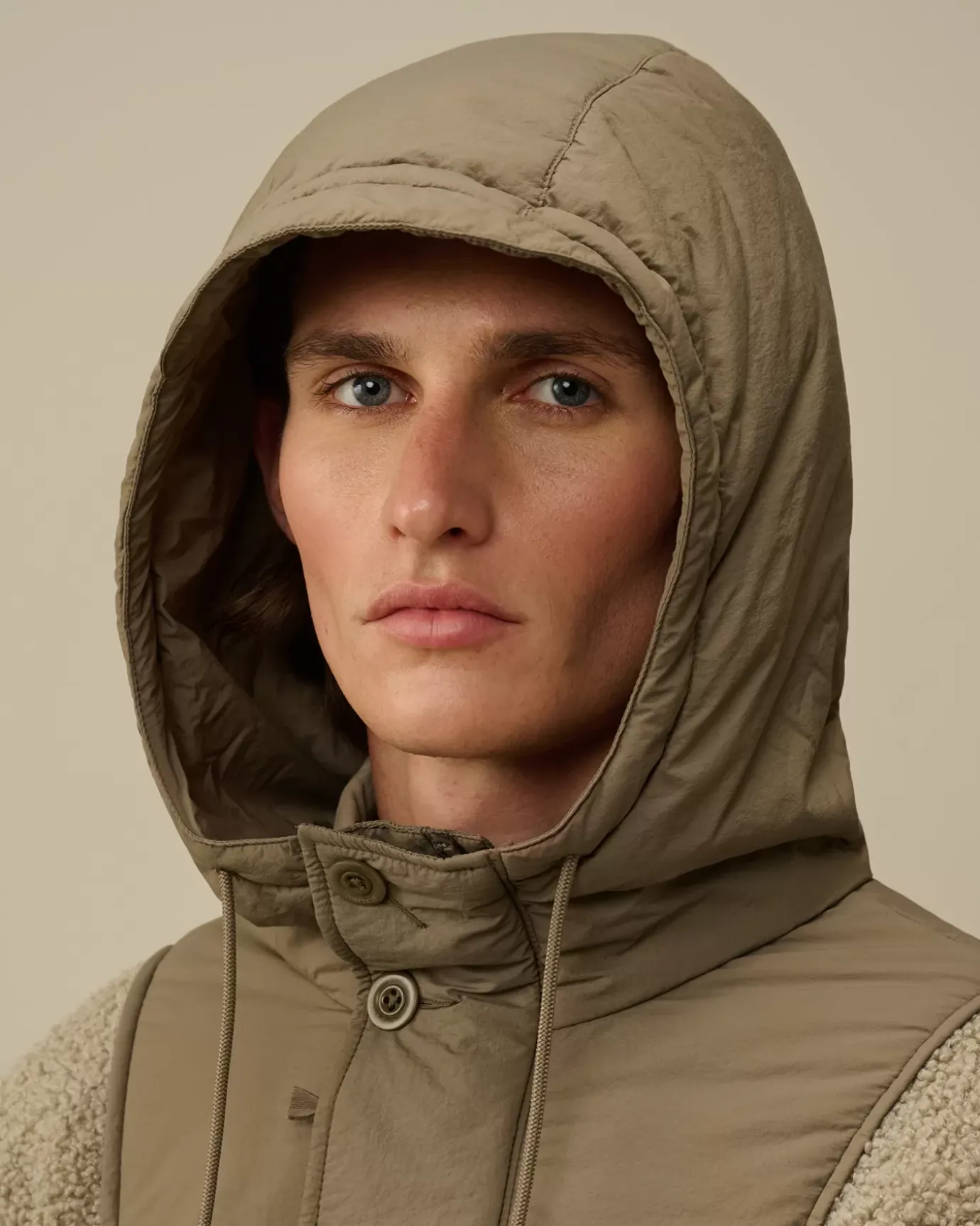 Jacket & Coats<C.P. Company Polar Shell Mixed Hooded Jacket Vintage Khaki – Beige