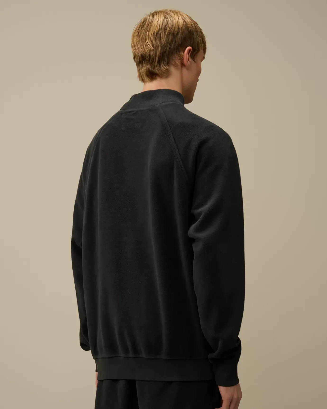 Sweatshirts<C.P. Company Reverse Brushed & Emerized Diagonal Fleece Funnel Neck Sweatshirt Black Sand