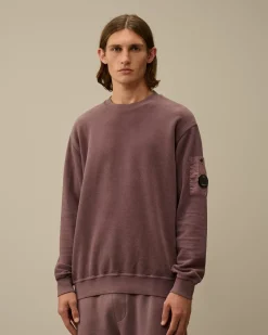 Sweatshirts<C.P. Company Reverse Brushed & Emerized Diagonal Fleece Crewneck Sweatshirt Purple Dove