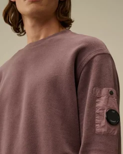 Sweatshirts<C.P. Company Reverse Brushed & Emerized Diagonal Fleece Crewneck Sweatshirt Purple Dove