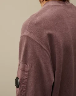 Sweatshirts<C.P. Company Reverse Brushed & Emerized Diagonal Fleece Crewneck Sweatshirt Purple Dove