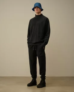 Tracksuits & Shorts<C.P. Company Reverse Brushed & Emerized Diagonal Fleece Sweatpants Black Sand