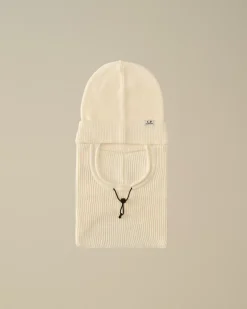 Hats<C.P. Company Re-Wool Beanie Balaclava Gauze White