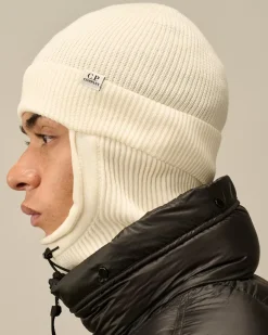 Hats<C.P. Company Re-Wool Beanie Balaclava Gauze White