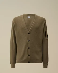 Jumpers<C.P. Company Re-Wool Buttoned Cardigan Walnut – Beige