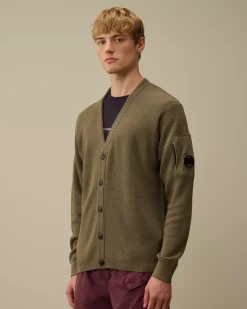 Jumpers<C.P. Company Re-Wool Buttoned Cardigan Walnut – Beige